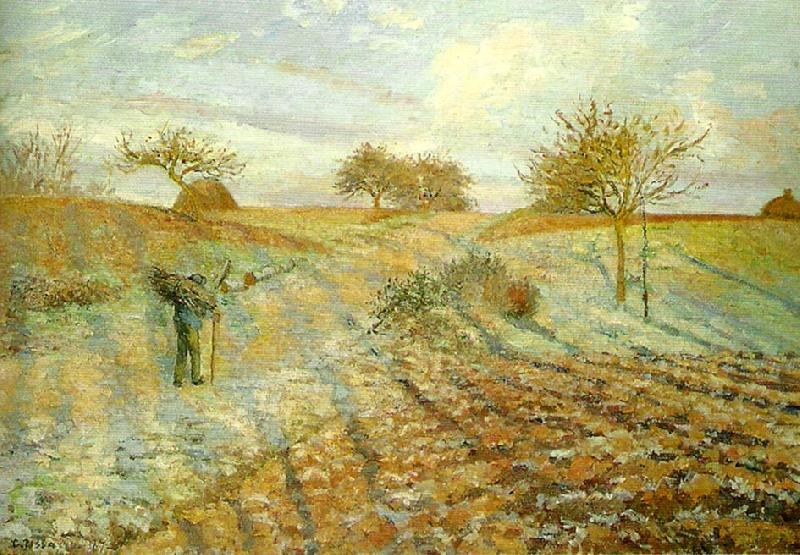 Camille Pissarro hoarfrost the old road to ennery Norge oil painting art